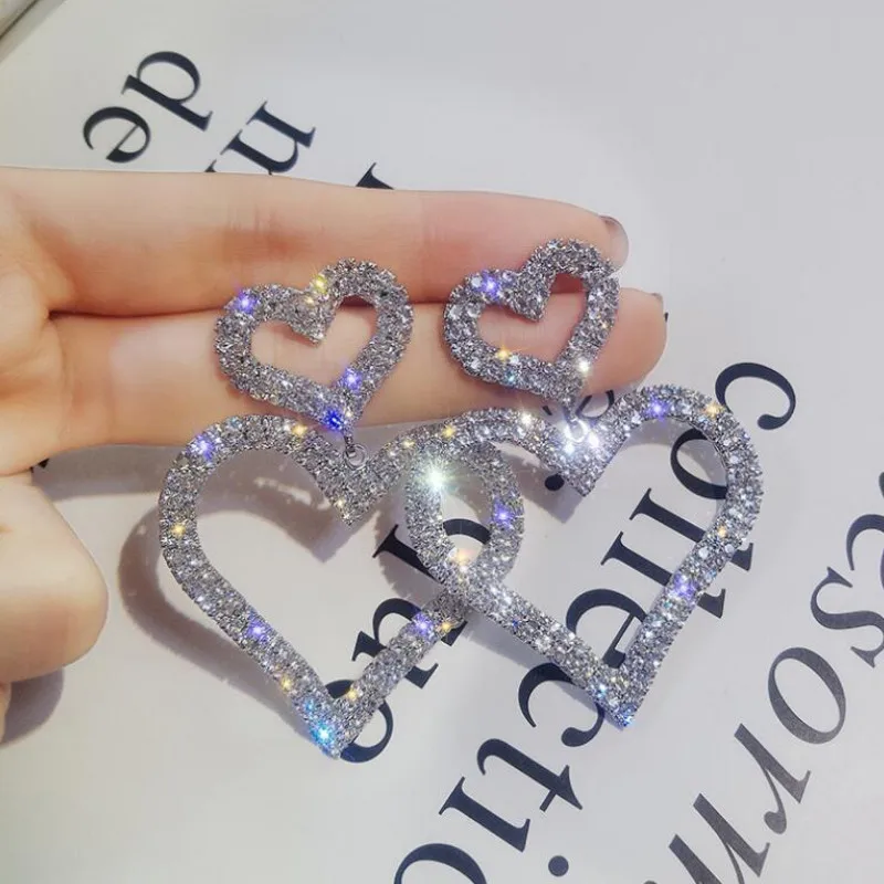 

Punk Diamond Heart Dangle Earrings for 2021 Female Statement Ear Jewelry