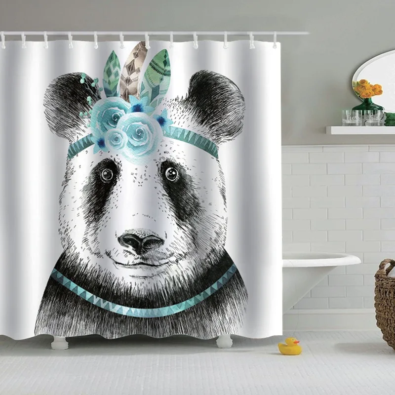 Занавеска для душа Dafield в виде панды забавная мультяшная Водонепроницаемая