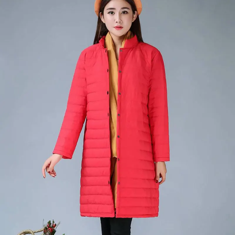 Зимние пальто для женщин с длинным рукавом плюс размер однобортные однотонные