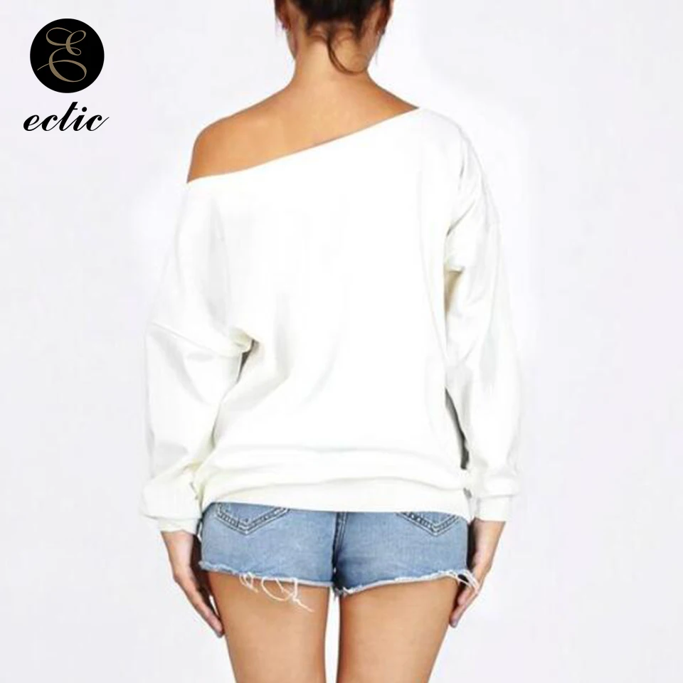 На Одно Плечо Свитшот Спортивная Кофта Рождества Косая Шея Олень Принт Худи