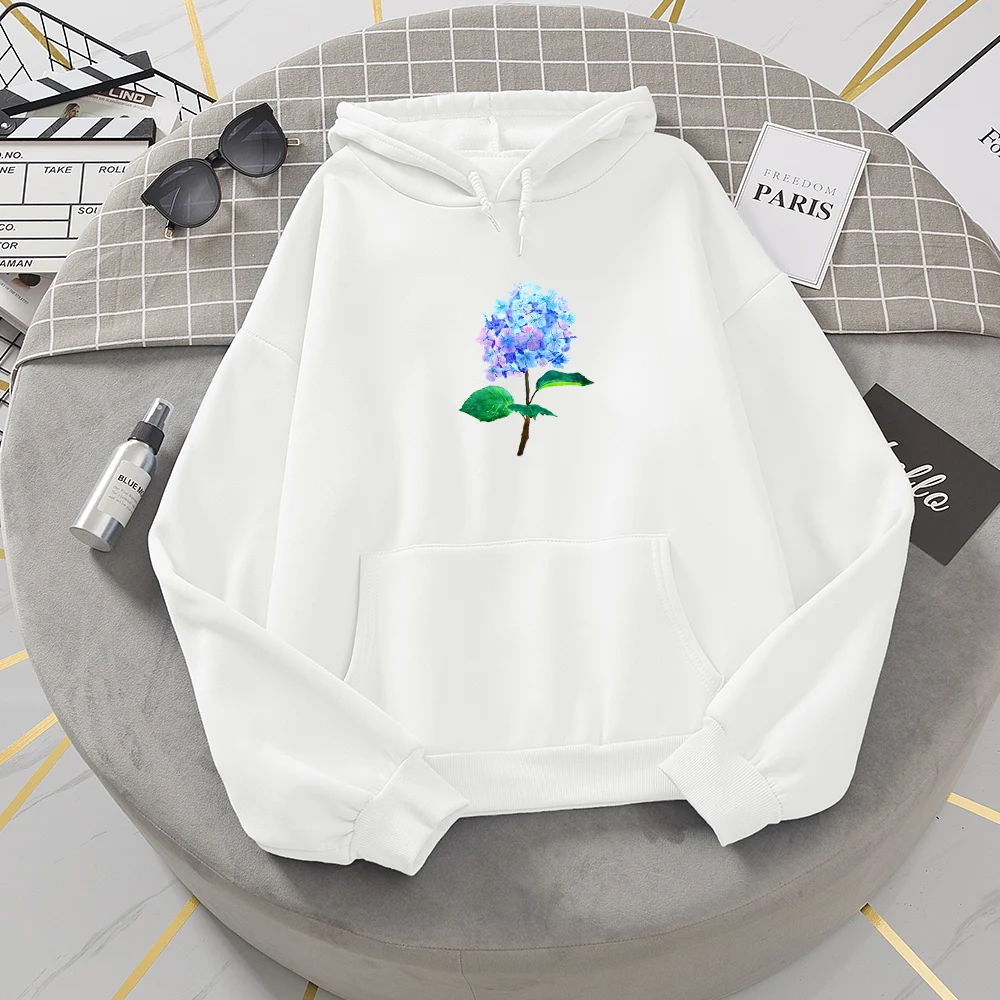 

Women Loose Korean Style Sweatshirt Streetwear Flower Printing Warm Hoodies Pullovers Harajuku Winter Oversized Hoodie
