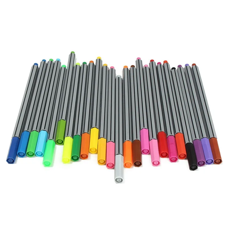 24PCS Color 0.4 mm Fiber Water Marker Pen Draw Liner Finecolour Markers Sketch Drawing Art Painting Professional | Канцтовары для