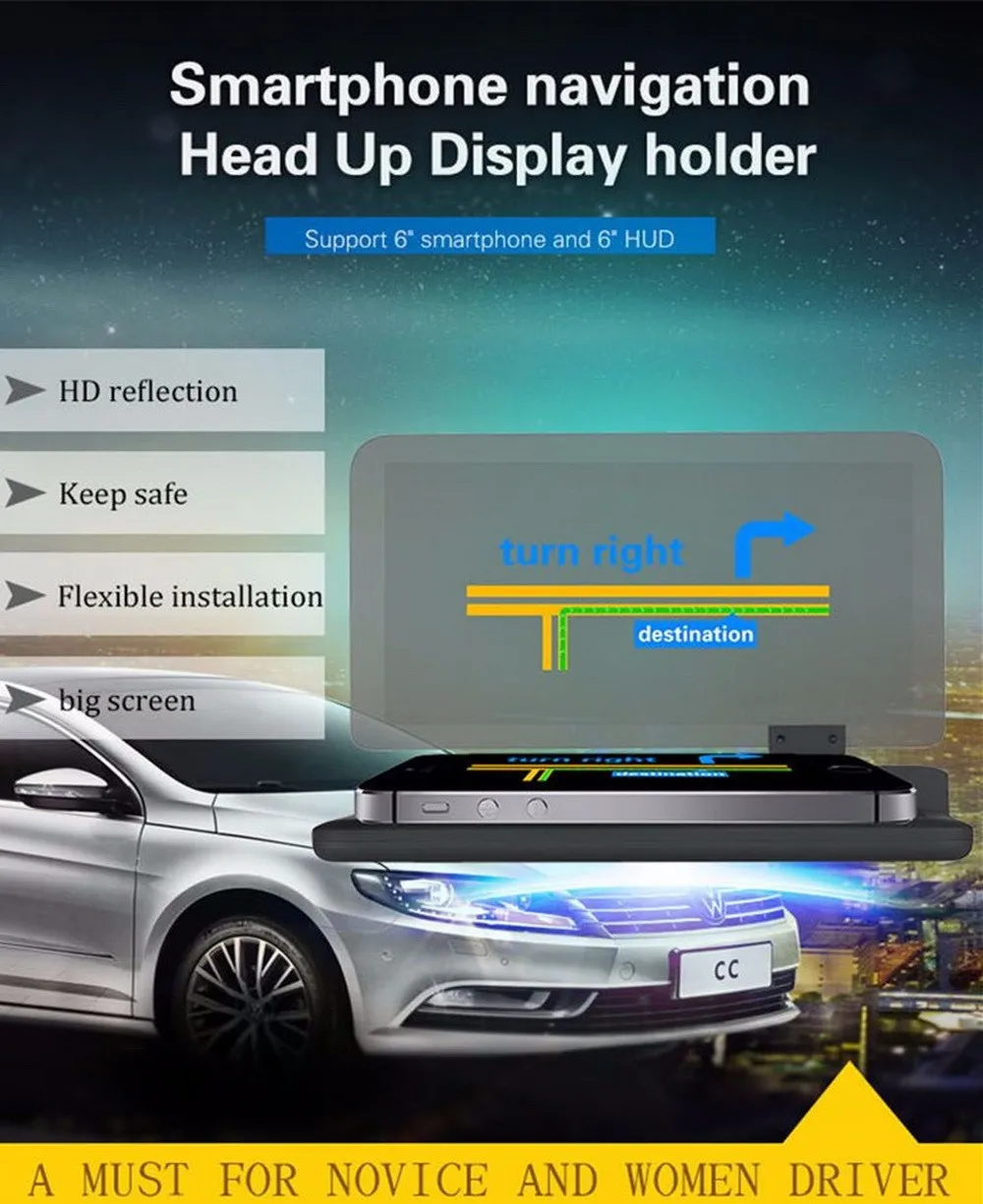 Новейшие 6 дюймов Универсальный H6 автомобиля HUD Дисплей проектор телефона
