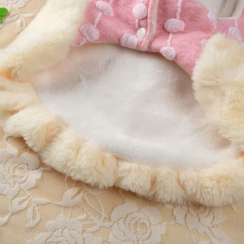 Милое Платье для собак и девочек утепленный теплый костюм холодной погоды пальто