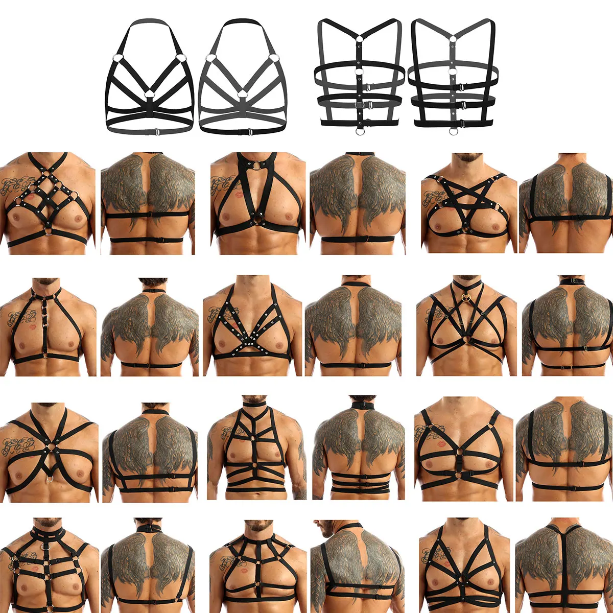 

Adjustable Body Chest Harness Belt Bra Sexy Lingerie Men Haler Elastic Cage Bra Gothic Garter Belt Suspenders Nightclub Costumes