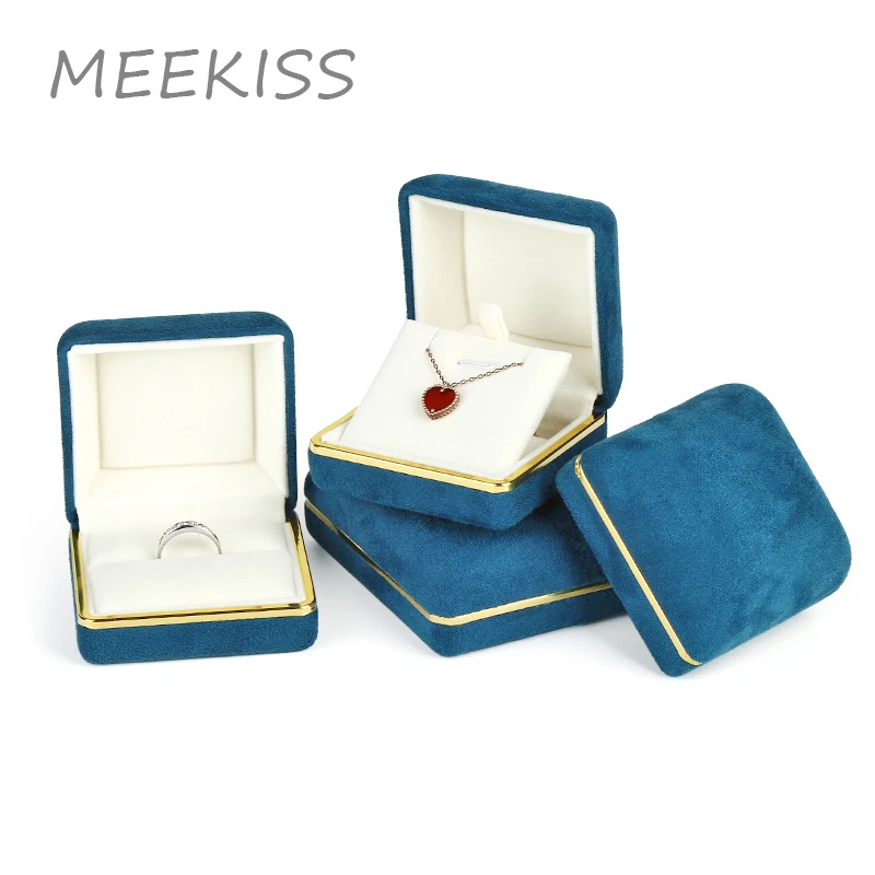 Logo Custom New High-grade Flannel Gold Rim Jewelry Box Yurt Ring Box Wedding Ring Box Pendant Earring Box Necklace Box