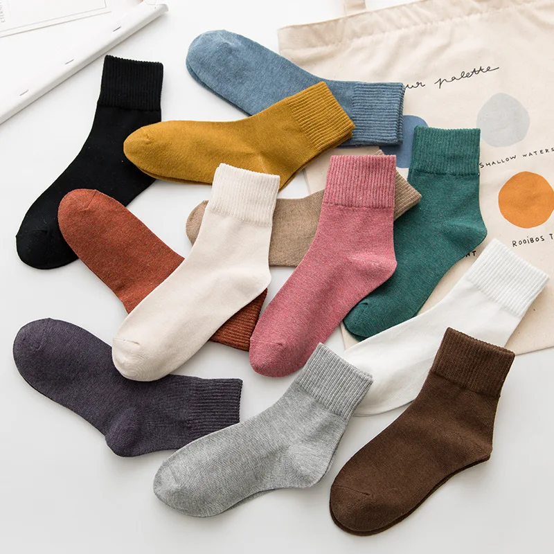 

New socks For women autumn/winter solid color cotton socks for women with high rib socks in the tube socks
