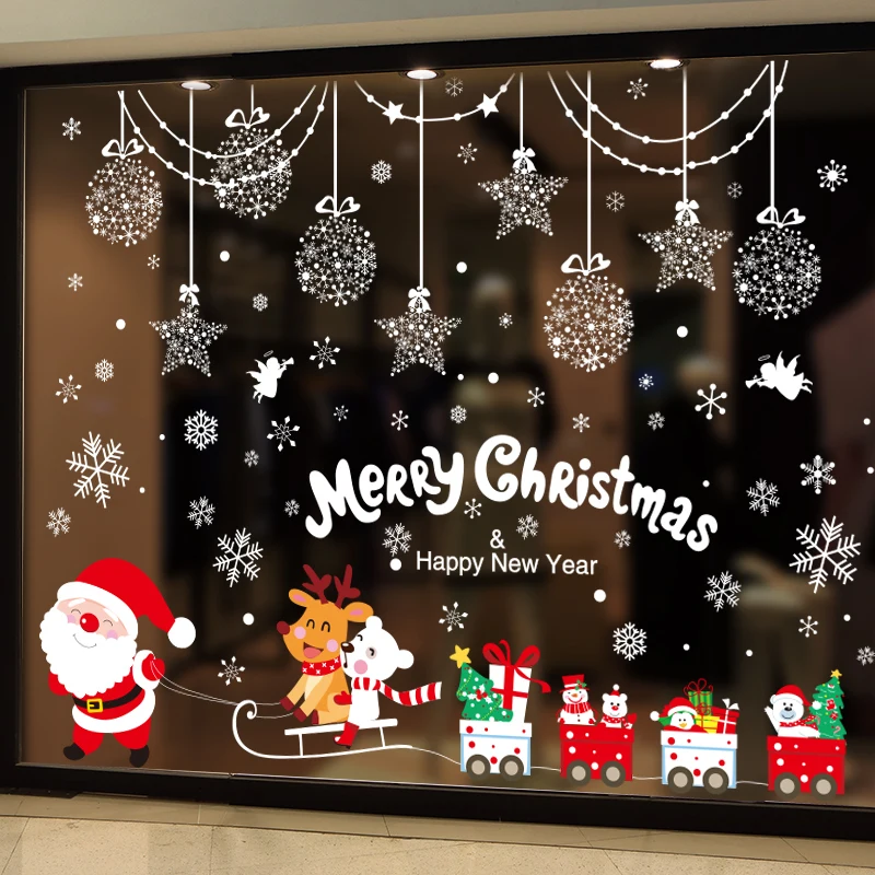 

[shijuekongjian] Christmas Glass Sticker DIY Santa Claus Wall Decals for Living Room Nursery Home Window Festival Decoration