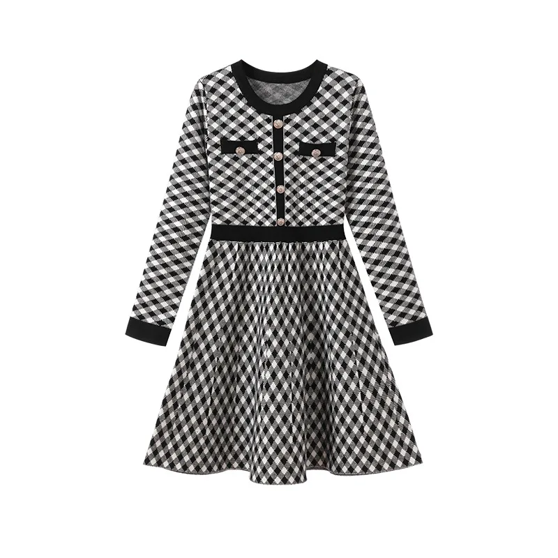 

The spring and autumn period and the natural knitting dress code checked a word skirt colours show thin women's clothing casual