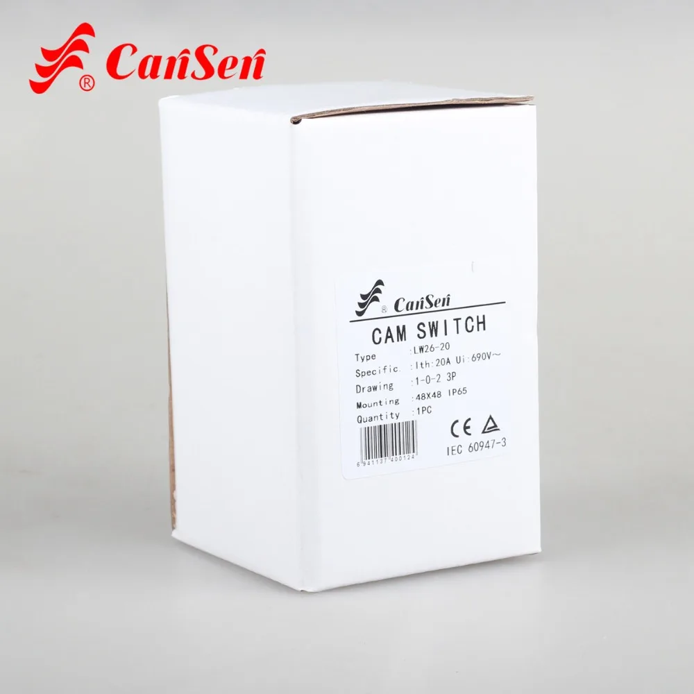CANSEN LW26-20 20A поворотный кулачковый переключатель 3 положения 1-0-2 3 полюса с IP65 водонепроницаемый ящик