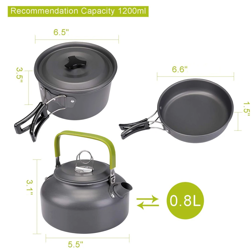 

Ultralight Picnic Camping Cookware Set Portable Outdoor Water Kettle Pan Pot Travel Aluminum Cooking Kits Utensils Hiking Picnic