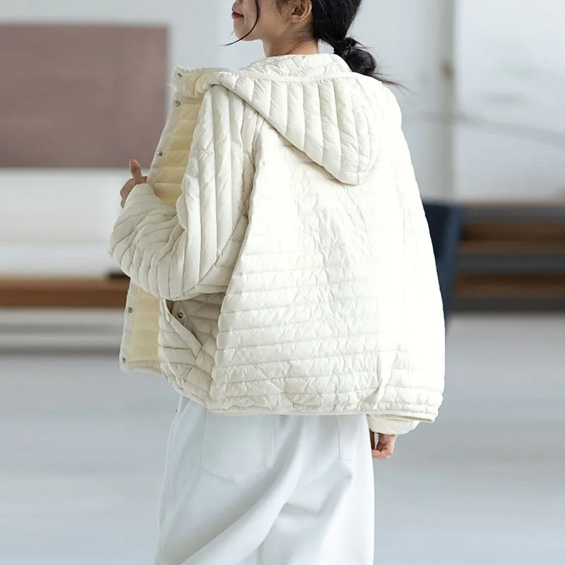 Vintage Women Oversized Down jacket Fall Winter Casual 2022 New Ultra Light Lantern sleeve Down coat Short Elegant YNZZU 1O306