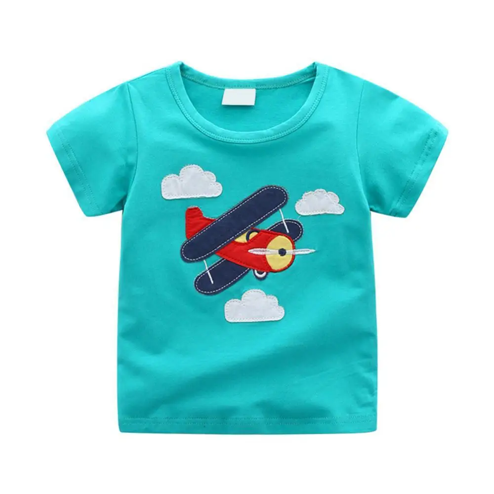 Camiseta de manga corta con cuello redondo para ni&ntilde;os, Camiseta de algod&oacute;n informal de verano-0