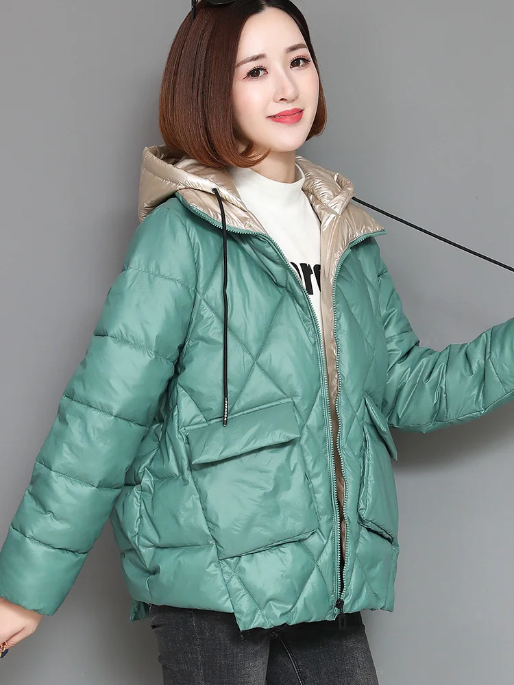 

Ms. feather padded winter Korean loose 2020 new fashion glossy coat short coat jacket bread service