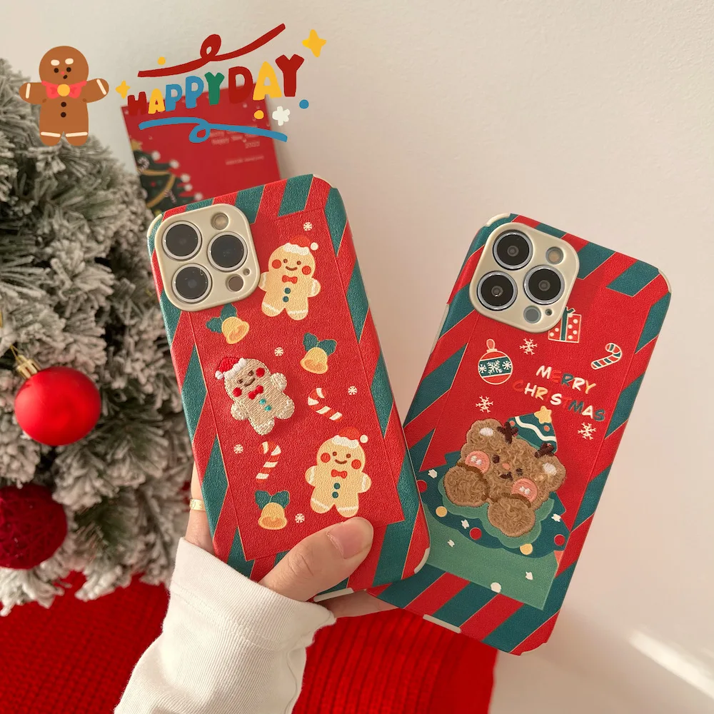 Милый мультяшный Рождественский чехол для телефона с вышивкой имбиря IPhone 13 12 11 Pro