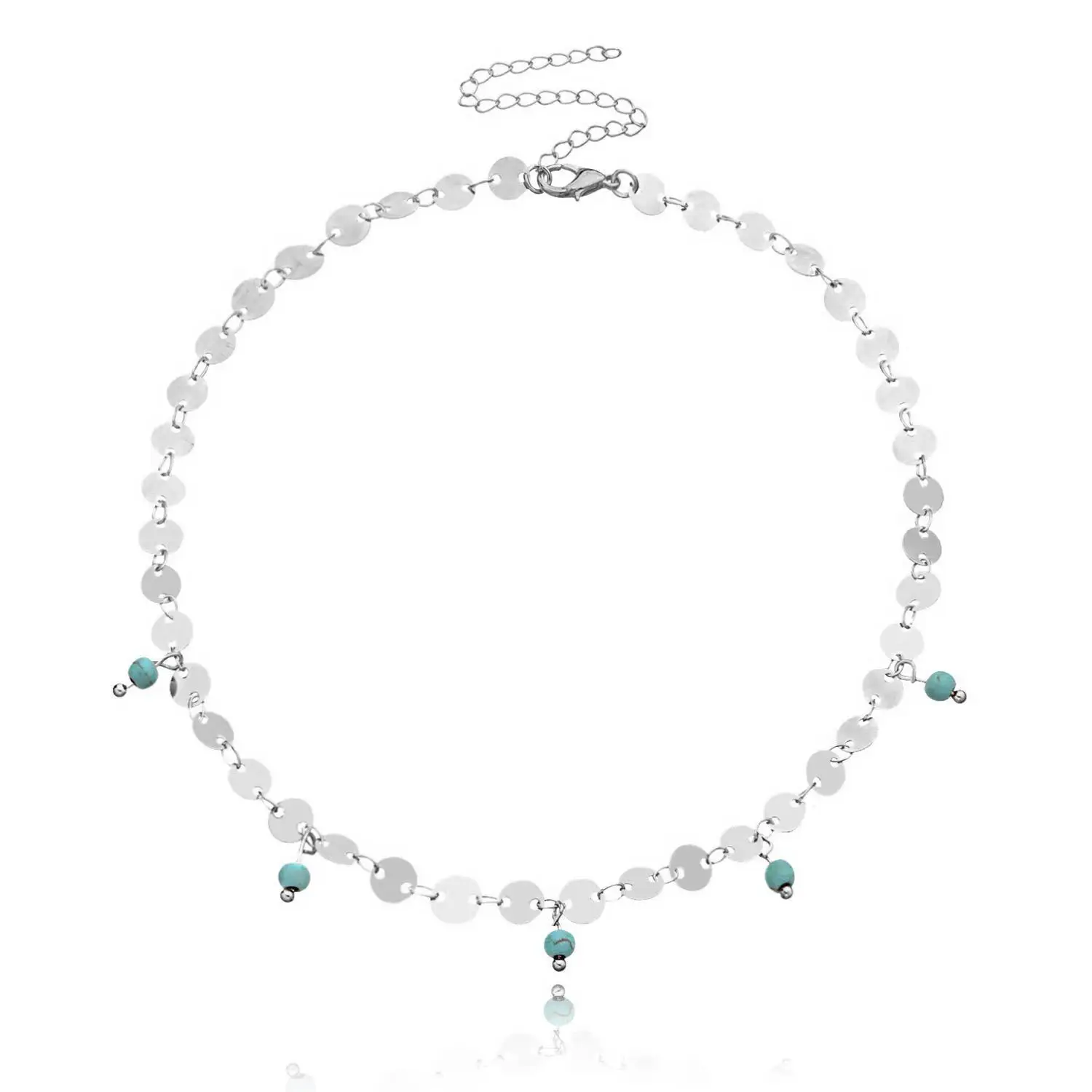 

2021 New Handmade Chain Turquoise Pendant Necklace for Women Ladies Summer Fashion Wear Accessories Anniversary Gift