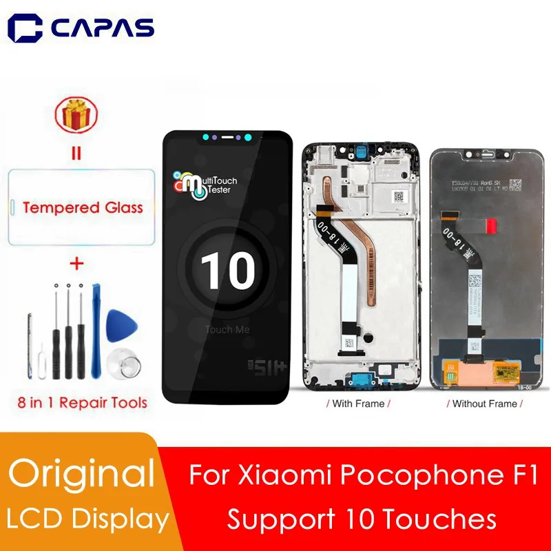 Для Xiaomi Pocophone F1 ЖК-дисплей рамка 10 сенсорный экран для Xiaomi Poco F1 ЖК-дигитайзер Запасные части для ремонта