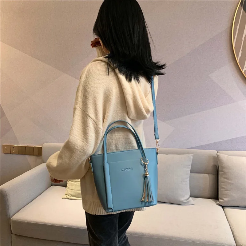 Youda Большая вместительная Женская однотонная сумка из ПУ материала для покупок