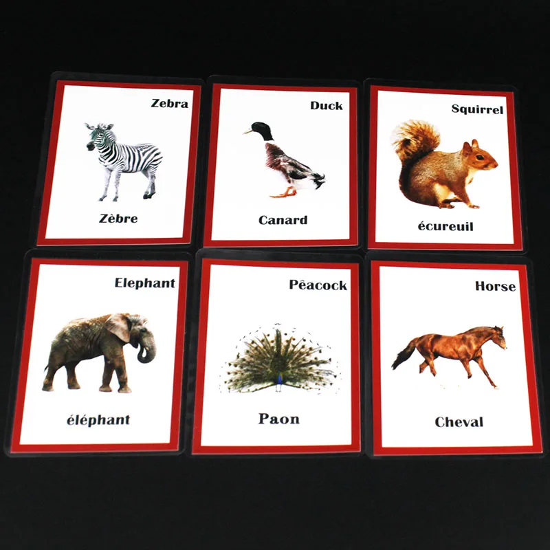 Детская головоломка Монтессори с французскими/английскими животными обучающая
