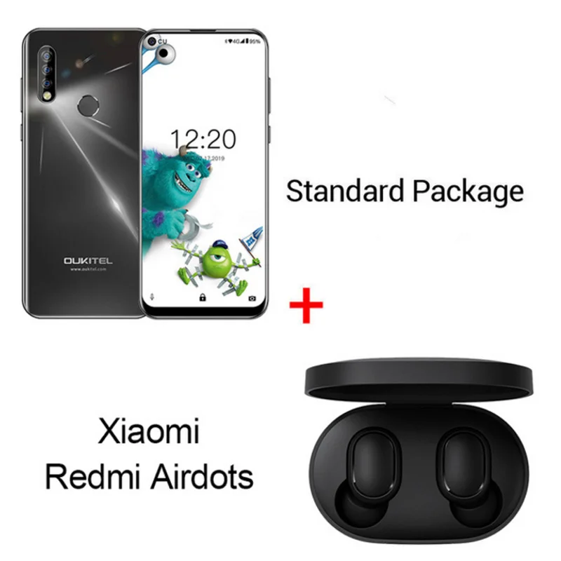 Мобильный телефон OUKITEL C17 Pro 6,3" 19:9 Android 9,0, Восьмиядерный процессор MT6763, 4 Гб ОЗУ, 64 Гб ПЗУ, отпечаток пальца, 3900 мА/ч, тройная камера Sma - Цвет: Black N Remi Airdots