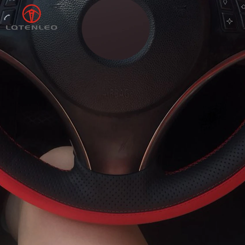 

Black Red Genuine Leather Hand Sew Car Steering Wheel Cover For BMW M Sport 3 Series E91 320i 325i 330i 335i M3 E90 E92 E93
