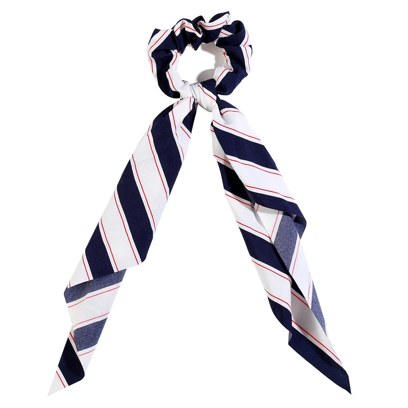 3 Blue White Модные аксессуары для волос, длинный шарф, ленты, резинка для волос для женщин, галстук-бабочка, эластичный конский хвост, держатель, резинки для волос для девушек, аксессуары для волос - Цвет: 3 Blue White