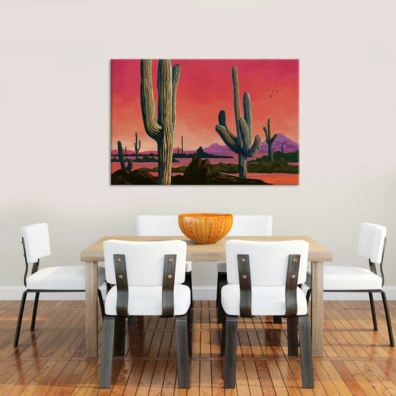 Пейзаж холст живопись большие сагуарос в пустыне настенный художественный