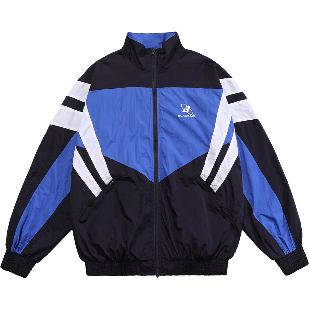 

Мужская винтажная куртка в стиле хип-хоп, куртка-бомбер в стиле пэчворк с цветными блоками, повседневная куртка большого размера, верхняя од...