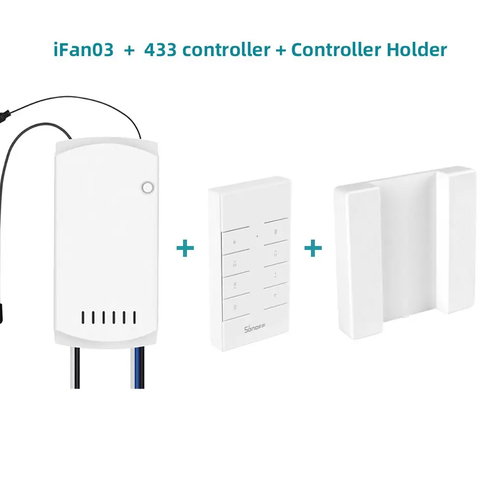 IFAN03 RM433 Case SONOFF IFAN03/RM433, пульт дистанционного управления, 433 МГц, Wifi, потолочный вентилятор, светильник, регулятор скорости, умный переключатель, Поддержка Google Home Alexa - Комплект: IFAN03 RM433 Case