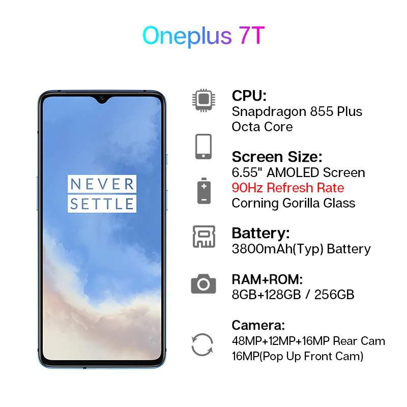 Новый OnePlus 7T Pro глобальная версия Snapdragon 855 Plus 8GB 256GB 6 67 ''жидкий AMOLED экран с