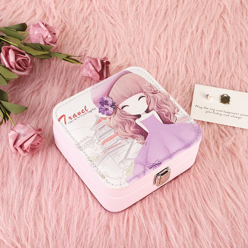 Уличная дорожная простая портативная шкатулка для драгоценностей с зеркалом