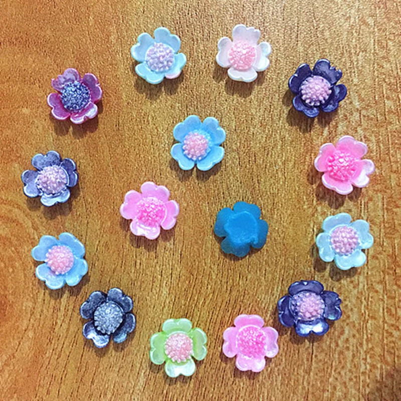

100Pcs 12mm mix Resin Flowers Decoration Crafts Flatback Cabochon For Scrapbooking Kawaii Cute Diy Accessories