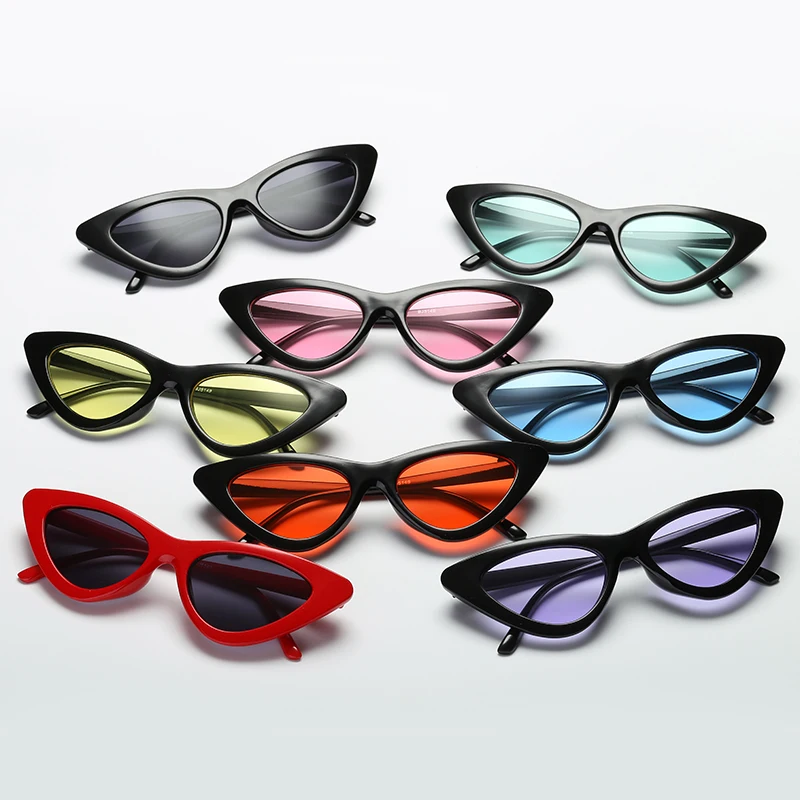 

Cat's Eye Sunglasses Sexy Cute Lady Sunglases Red and Black sunglass Mirror Frame Mercury Lens Transparent Color