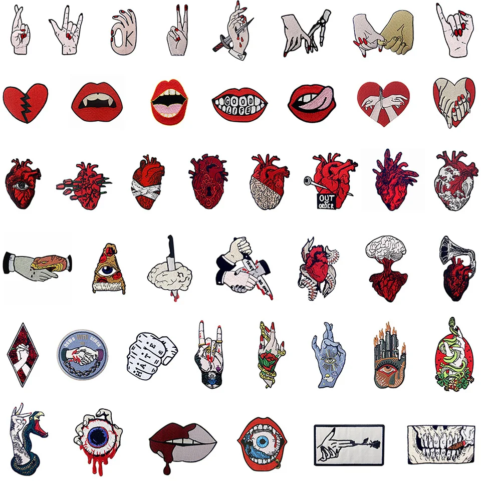 Embird патч вышитые патчи рок рука и сердце главный исполнительный директор ручной