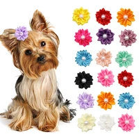 flower dog hair bows long hair pet dogs bows rubber band cat puppy hair clips pet grooming bow dog accessories 20pcslot