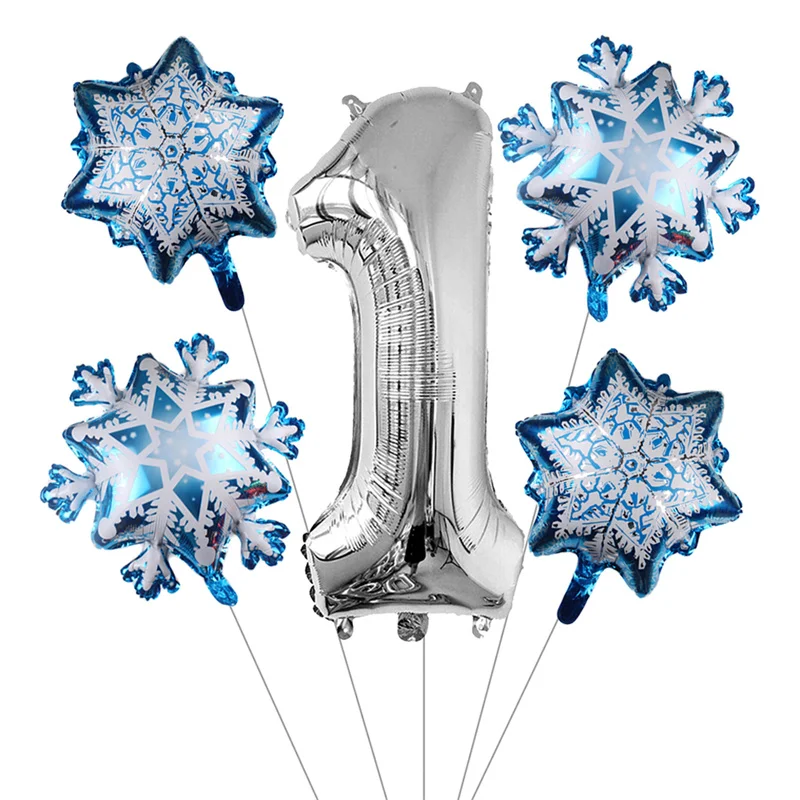 

5pcs Frozen Snowflake Birthday Balloons Number Foil Balloons Frozen Birthday Party Decorations Kids Anniversaire Supplies Globos