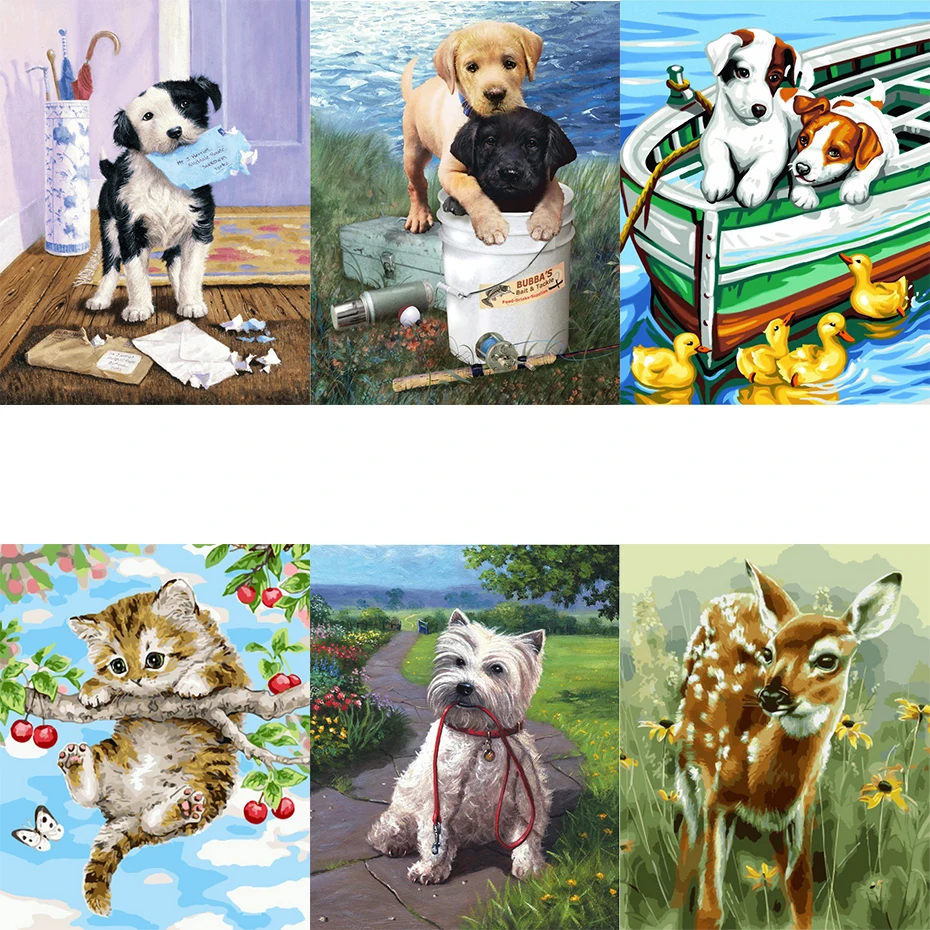 

FSBCGT Colorful Animal Cat DIY Painting By Numbers Drawing On Canvas HandPainted Wall Art Home Decor Children Festival Gifts