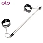 OLO нержавеющая сталь ограничитель Связывание кожаные запястья лодыжки манжеты с замком и ключами для женщин парные разбрасыватель бар