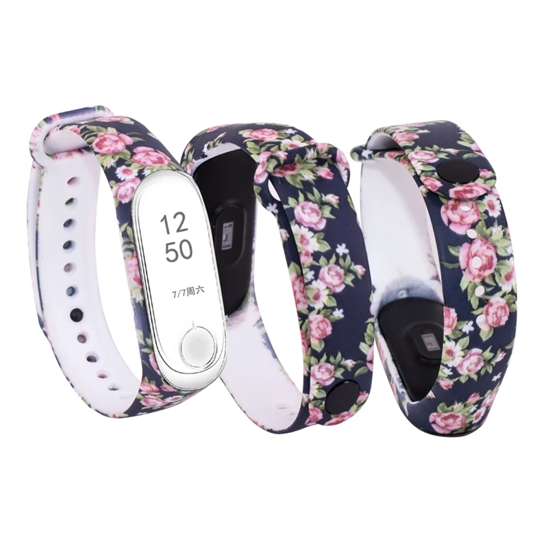 For pulsera Mi band 3 Strap Print Silicone Wrist for Xiaomi Band Replacemet Wristband Smart Bracelet | Наручные часы