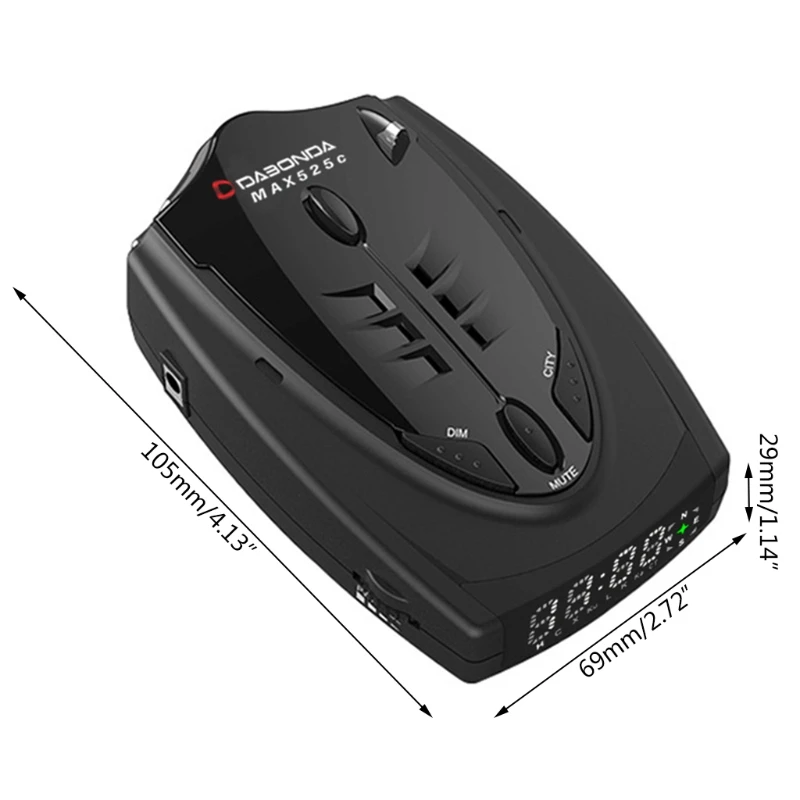 

Car Ra dar Detector English Russian Auto 360 Degree Vehicle MAX525C Speed Voice Alert Alarm Warning LED Display