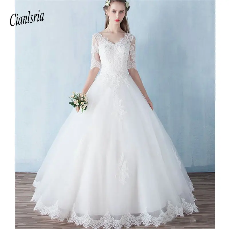 

Новинка, свадебные платья, кружевное бальное платье, свадебное платье с аппликацией, до пола, корсет, кружевное свадебное платье