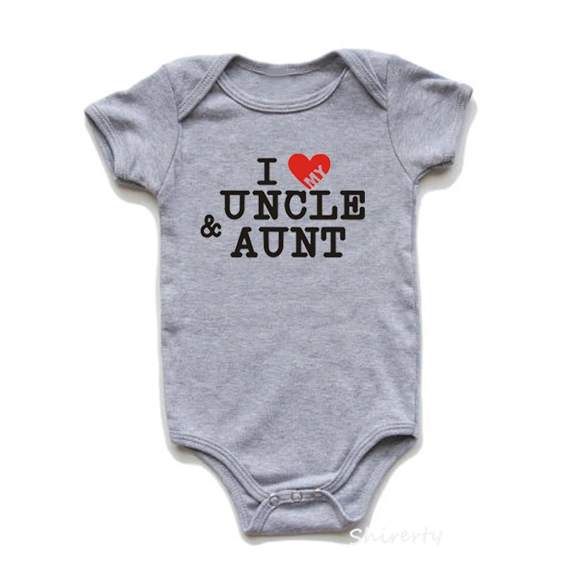 Одежда для новорожденных, белая, с надписью «I Love Uncle», «tunt», «Unisex», из чистого хлопка, цельные детские комбинезоны летние, с короткими рукавами, Одежда для новорожденных