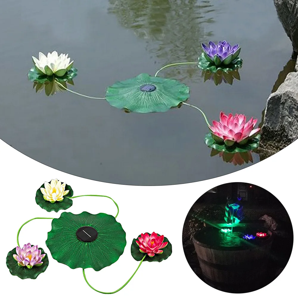 Креативный художественный плавающий Лотос на солнечных батареях Ночной
