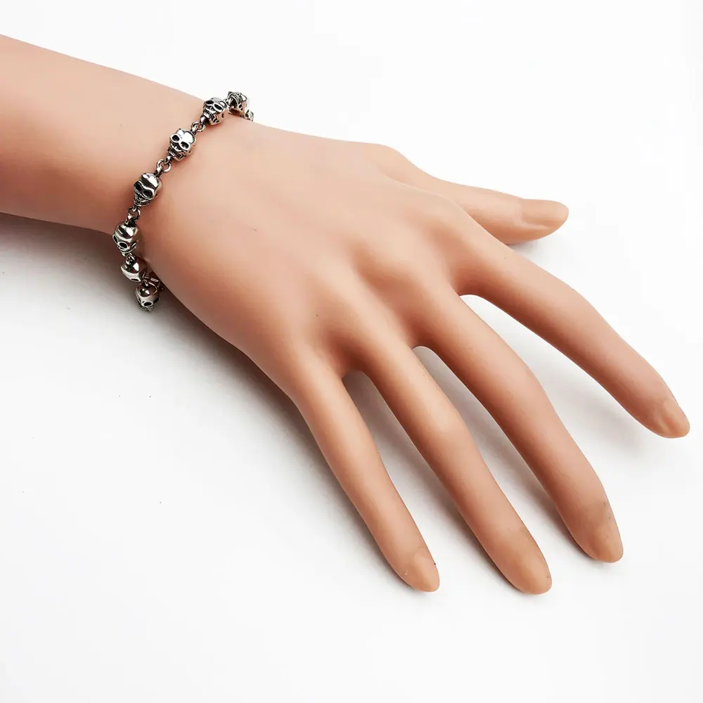 Цепочка из серебра 925 пробы с бусинами в виде черепа для мужчин и женщин |