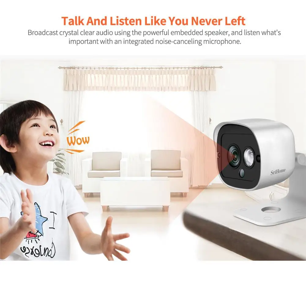 SriHome SH029 3MP 1296P IP-камера Wi-Fi Видеонаблюдение Безопасность Мини-камера Умный дом