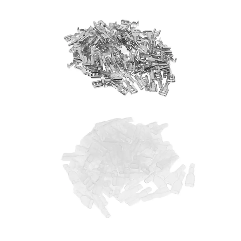 

100 Sets 4.8mm Terminal Spade Copper Female Connector Electrical Connection