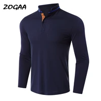 zogaa shirts men mens polo shirt long sleeved golf lapel t shirt male clothing solid slim tops daily all match casual fashion