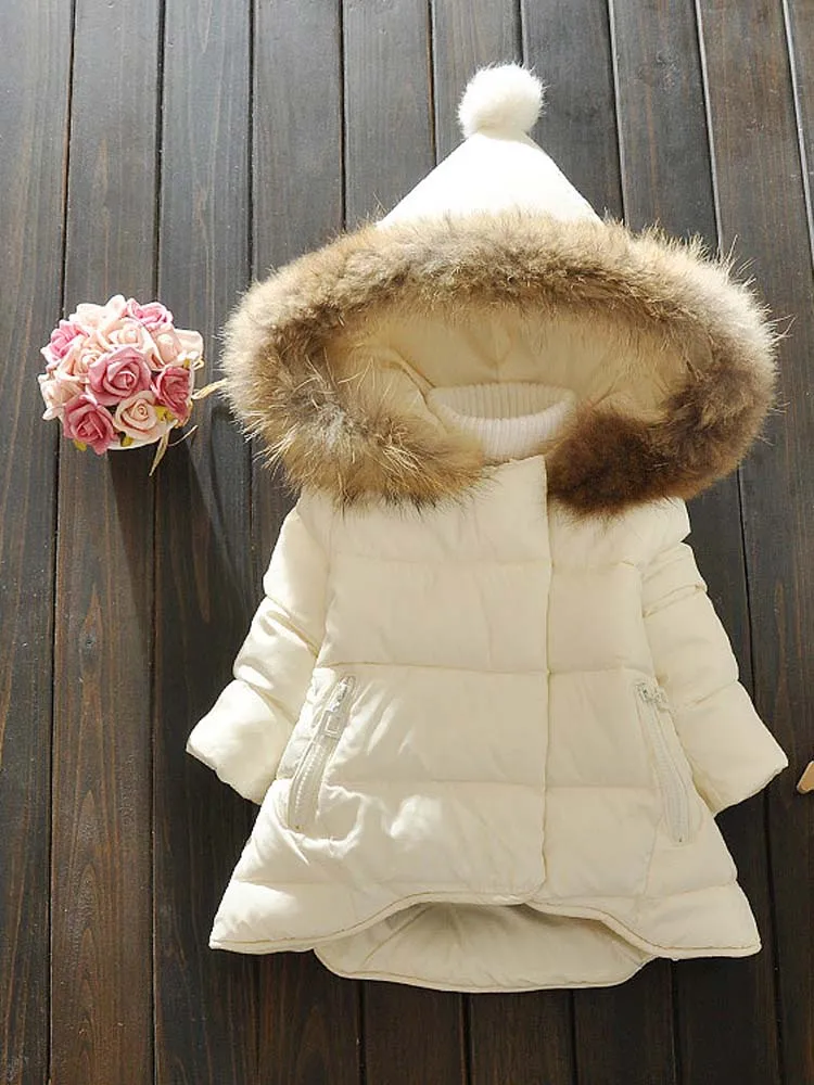 Теплая зимняя куртка для девочек модная длинная Детская с капюшоном верхняя