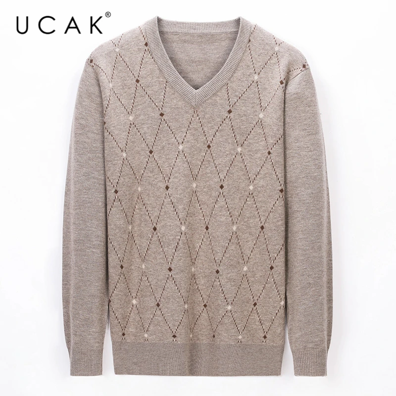 UCAK Brand WInter Warm Sweaters Men Clothing New Streetwear Pure Merino Wool Sweater Pull Homme Casual Pullover Colthes U3208