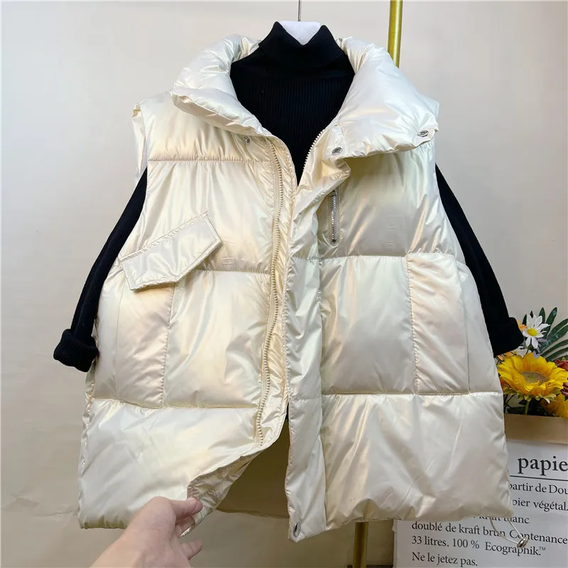

2021 Autumn Winter New Casual Thicken Vests Women Outerwear Classic Vest for Ladies Fashionable Oversized Chic Women's Vests